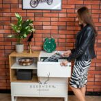 chest of drawers on a metal frame