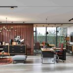 Black furniture in home office, study