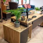 desk wood metal