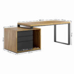 biurko z drewnianym blatem, lewe