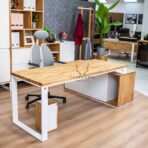 desk with wooden top