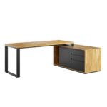 Industrial corner desk with black container under desk 160x70cm loft office plus, right side