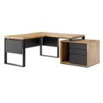right-hand desk with covers and pedestal