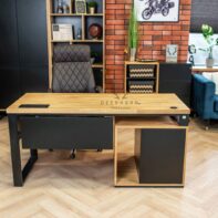 desk with cable grommets