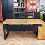 desk with cabinet and drawer