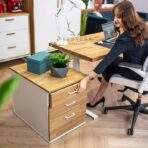 electric desk with pedestal
