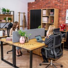 desk with wall