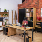 black desk with drawers