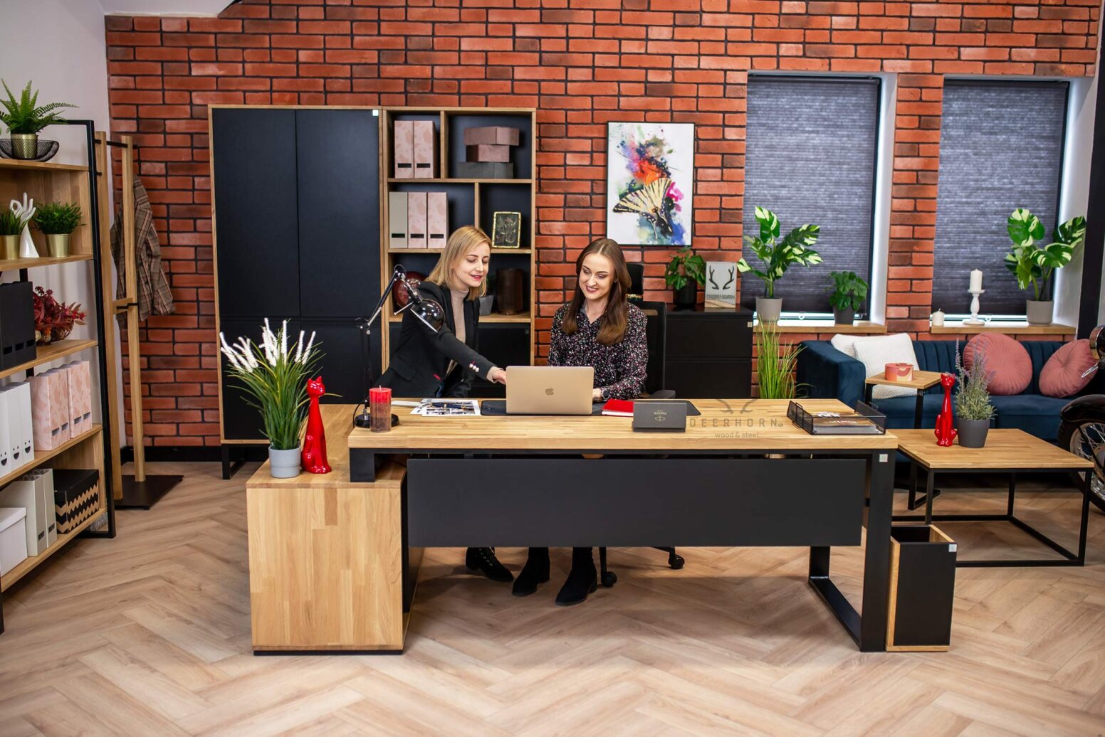 corner-desk-with-screen desk and office furniture in black