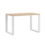 desk with wooden top and white frame