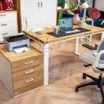 white desk for computer and printer