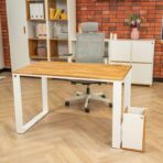 youth white desk with wooden top