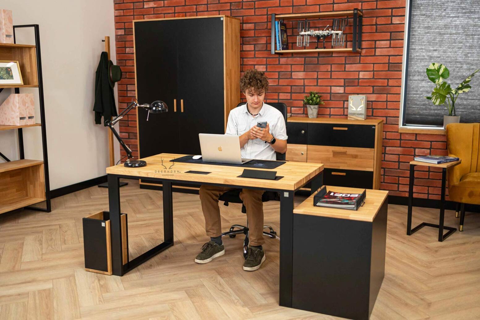 modern-desk-youth desk with pedestal and wastebasket