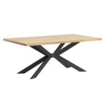 Spider table with solid wood and metal leg 180x100cm