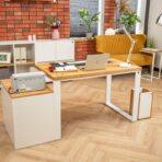 white desk with pedestal