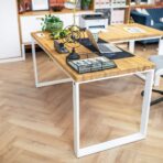 corner desk wood with metal