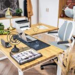 desk with metal frame