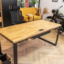 long desk with wooden top