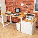 desk with pedestal and accessories