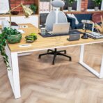 desk with cable grommets
