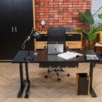 desk in office room with black legs