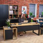 wooden desk for computer work