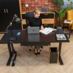 desk with a large top in black color