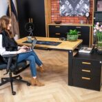 black desk with pedestal