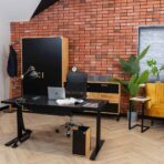 black desk with electric mechanism