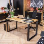 desk and office furniture made of wood and metal