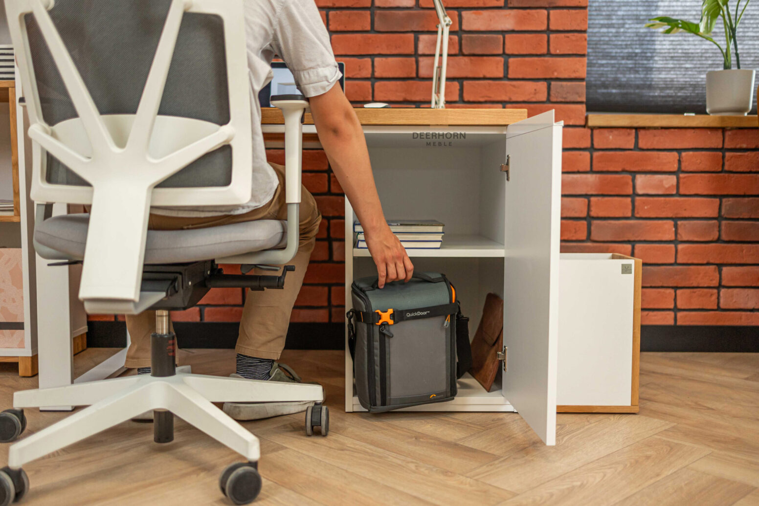 desk-youth-modern pedestal with a shelf for notebooks and documents