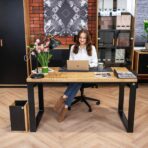 wood and metal loft desk
