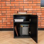 black pedestal for desk
