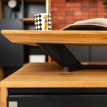 oak desk with black