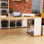 desk with shelves on the right side