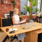 desk with wide wooden top