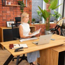 desk with wide wooden top