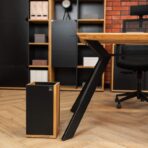 desk on diagonal black legs