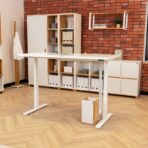 white adjustable desk
