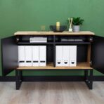 black dresser with wood