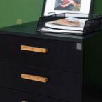 black pedestal with wooden handle