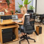 desk with locking cabinet