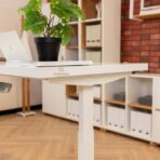 white desk in scandinavian style