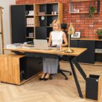 modern office desk with long container