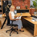 corner office desk with standby and capacious container
