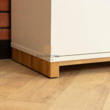 white closet with wood