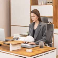 desk with monitor stand