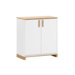 White chest of drawers with two fronts and a shelf