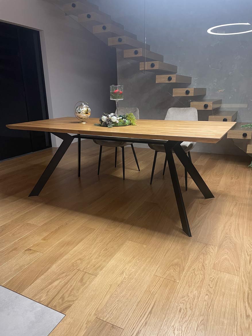 wood and metal table