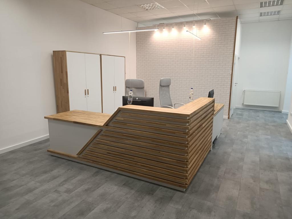 reception counter made of oak wood